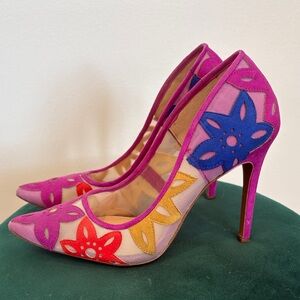 Jessica Simpson Vibrant Multicolor Floral Heels